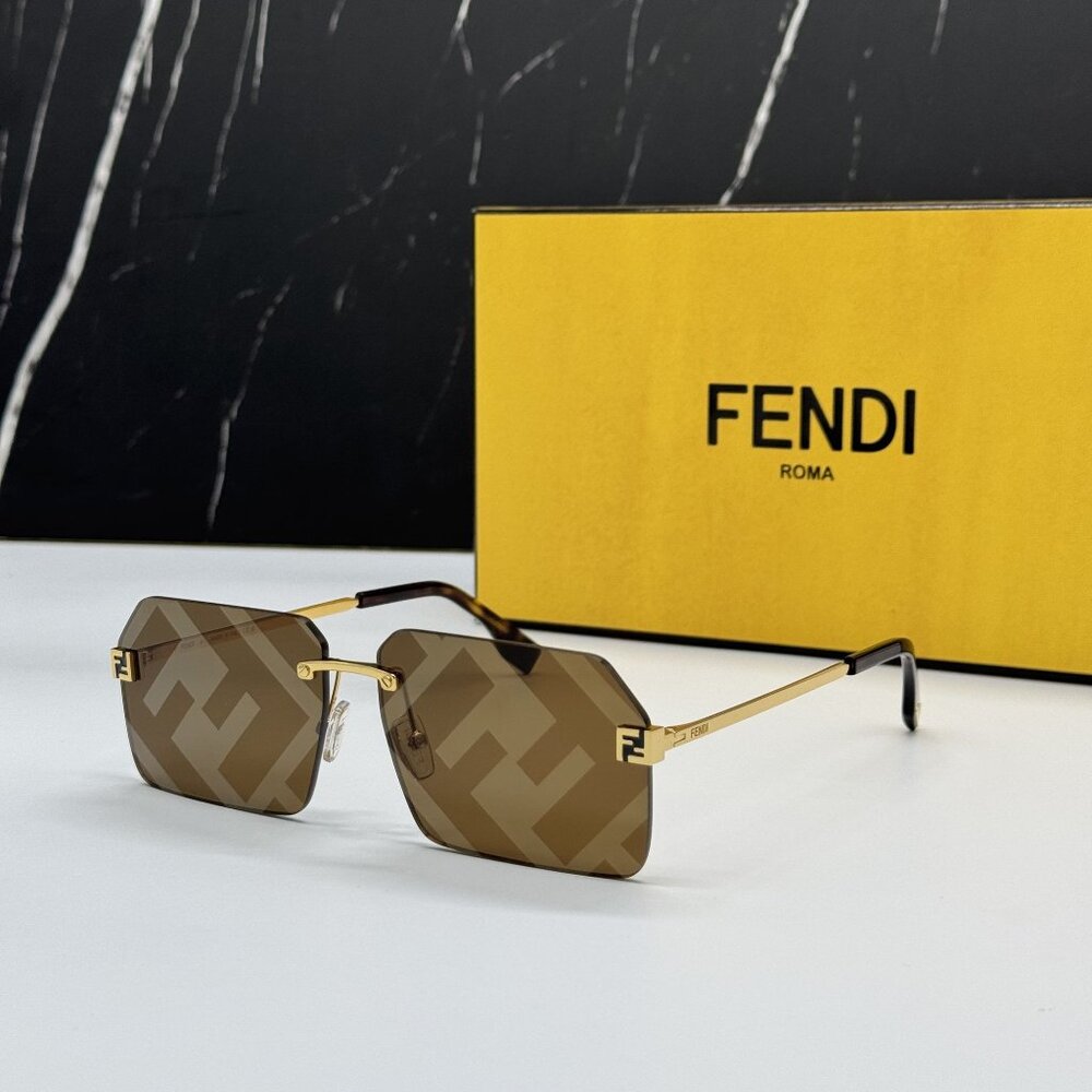 NEW FENDI GOLD BROWN UNISEX SUNGLASSES FENDI FE40043U 33G